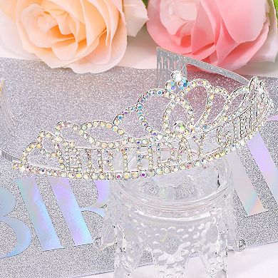 Rhinestone Birthday Crown Sash Women Party Favors