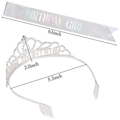 Rhinestone Birthday Crown Sash Women Party Favors