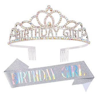 Rhinestone Birthday Crown Sash Women Party Favors