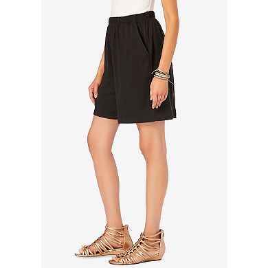 Roaman's Women's Plus Size Soft Knit Pull-On Short