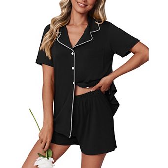Ekouaer Women’s Button Down Pajama Shorts Set Short Sleeve 2 pc Sleepwear