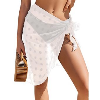 Ekouaer Women Sarongs Short Sheer Bikini Skirt Wrap Beach Pareo Chiffon Swimsuit Cover Up