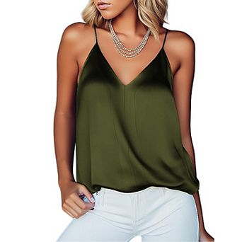 Ekouaer Women's Camisole Tank Tops V Neck Sleeveless Spaghetti Straps Blouse Casual