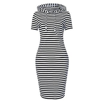 Women's Slim Casual Hoodie Dress Pullover Hooded Kangaroo Pocket Sweatshirt Knee Length Dress