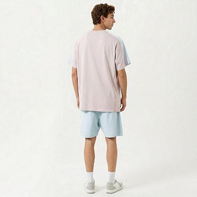 Men's Short Sleeve Athletic T-Shirt with Contrast Shoulder Panels Lightweight Breathable