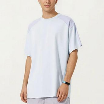 Men's Short Sleeve Athletic T-Shirt with Contrast Shoulder Panels Lightweight Breathable