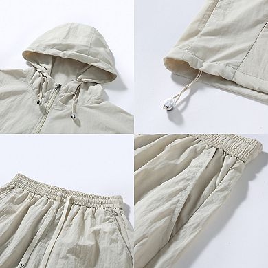 Men's 2-Piece Hoodie & Shorts Set Lightweight Short Sleeve Half-Zip Activewear