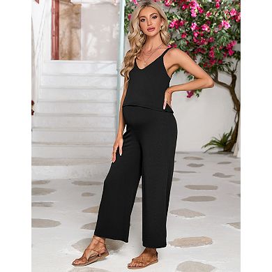 Women's Maternity Camisole and Loose Pants Two-Piece Lounge Set