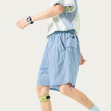 Men's Lightweight Athletic Shorts with Elastic Drawstring Waist Relaxed Fit Seam Detail Side Pocket
