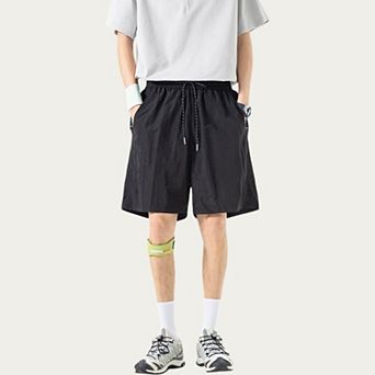 Men's Lightweight Athletic Shorts with Elastic Drawstring Waist Relaxed Fit Seam Detail Side Pocket