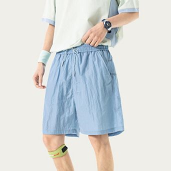 Men's Lightweight Athletic Shorts with Elastic Drawstring Waist Relaxed Fit Seam Detail Side Pocket