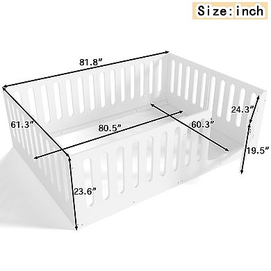Lufeiya Solid Wood Kids Queen Size Montessori Floor Bed with High Fence and Door