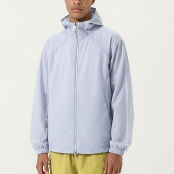 Men's Lightweight Hooded Windbreaker Jacket with Full Zip Closure Elastic Cuffs and Relaxed Fit