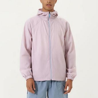 Men's Lightweight Hooded Windbreaker Jacket with Full Zip Closure Elastic Cuffs and Relaxed Fit