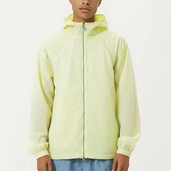 Men's Lightweight Hooded Windbreaker Jacket with Full Zip Closure Elastic Cuffs and Relaxed Fit