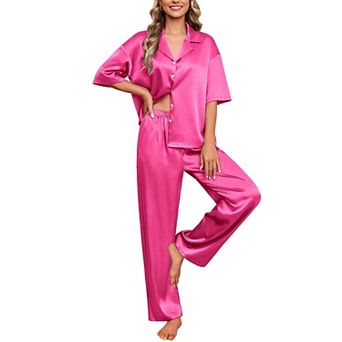 Ekouaer Pajamas Set Women Short Sleeve Pj Sets Button Down Sleepwear 2 pc Soft