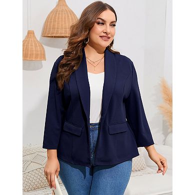 Women’s Plus Size One Button Blazer Jacket Ruffle Hem Tailored Work Blazer