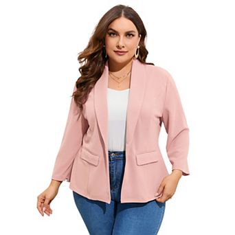 Women’s Plus Size One Button Blazer Jacket Ruffle Hem Tailored Work Blazer