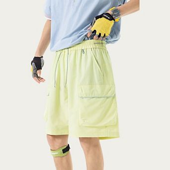 Men's Lightweight Cargo Athletic Shorts with Elastic Drawstring Waist Flap Pocket Design