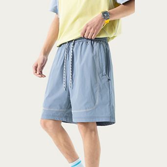 Men's Lightweight Athletic Shorts with Elastic Drawstring Waist Zipper Pocket Detail and Relaxed Fit