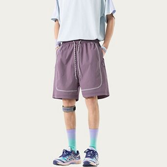Men's Lightweight Athletic Shorts with Elastic Drawstring Waist Zipper Pocket Detail and Relaxed Fit