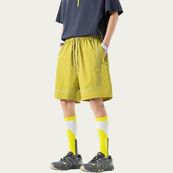 Men's Lightweight Athletic Shorts with Elastic Drawstring Waist Zipper Pocket Detail and Relaxed Fit