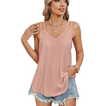 Women's Tank Tops Sleeveless Summer Top Spaghetti Strap Spring Shirt Loose Fit Beach Vacation Casual