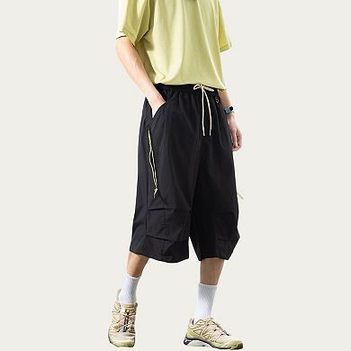 Men's Lightweight Cargo Athletic Shorts with Elastic Drawstring Waist Multi Pocket Design