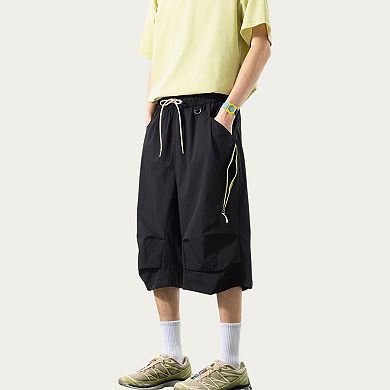 Men's Lightweight Cargo Athletic Shorts with Elastic Drawstring Waist Multi Pocket Design