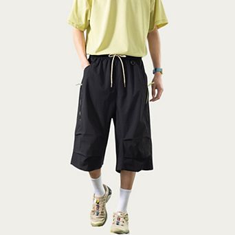 Men's Lightweight Cargo Athletic Shorts with Elastic Drawstring Waist Multi Pocket Design