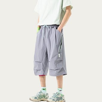 Men's Lightweight Cargo Athletic Shorts with Elastic Drawstring Waist Multi Pocket Design