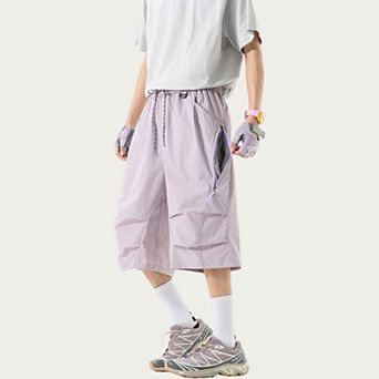 Men's Lightweight Cargo Athletic Shorts with Elastic Drawstring Waist Multi Pocket Design