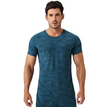 Men's Quick Dry T Shirt Fashion Print Running Training Top Moisture Wicking Breathable