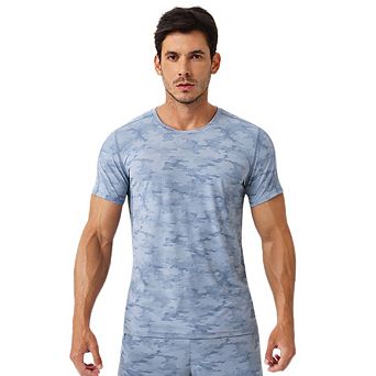 Men's Quick Dry T Shirt Fashion Print Running Training Top Moisture Wicking Breathable