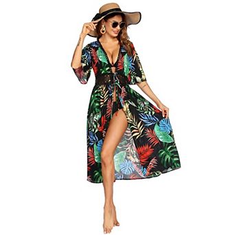 Ekouaer Women Swimwear Cover Ups Beach Bikini Swimsuit Cardigan Cover Up Long Flowy Beachwear