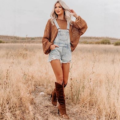 Womens Ripped Denim Overalls Shorts Adjustable Straps Loose Fit With Pockets