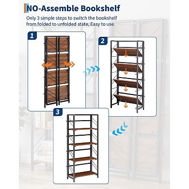 ANIXOL Folding Office Bookshelf with No-Assembly Design