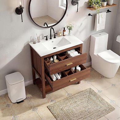 ANIXOL 30 Inch Bathroom Vanity with Sink and 2 Drawers