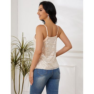 Women’s Crewneck Sequin Tank Top Sleeveless Sparkle Party Top