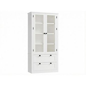 ANIXOL Kitchen Pantry Cabinet with Glass Doors and Drawers