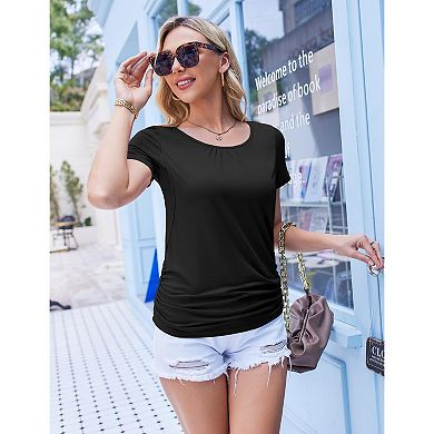 Ekouaer Nursing Tops 3 Pack Maternity Shirts Short Sleeve Breastfeeding Blouse Soft Pregnancy