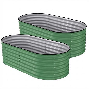 2 pc Raised Garden Bed,Outdoor Galvanised Planter Box,0.6mm Thicken Bottomless Deep