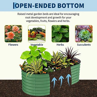 2pcs Raised Garden Bed,Outdoor Galvanised Planter Box,0.6mm Thicken Bottomless Deep