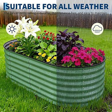 2pcs Raised Garden Bed,Outdoor Galvanised Planter Box,0.6mm Thicken Bottomless Deep