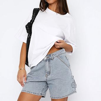 Women High Waisted Trendy Casual Utility Stretchy Denim Shorts Cut Off Shorts with Pockets