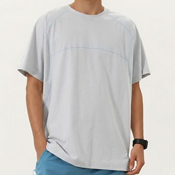 Men's Short Sleeve Athletic T-Shirt with Contrast Seam Detail Breathable Lightweight Fabric