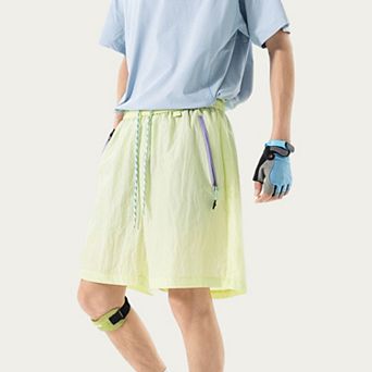 Men's Lightweight Athletic Shorts with Elastic Drawstring Waist Zipper Pocket Detail and Relaxed Fit