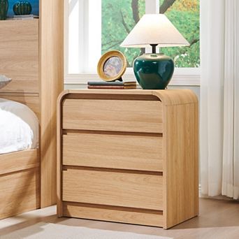 Modern 3-Drawer Nightstand with Charging Station, 25" Tall Wood Storage for Bedroom Living Room
