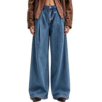 Womens Baggy Jeans Wide Leg Denim Pants Loose Long Trousers Streetwear Jeans