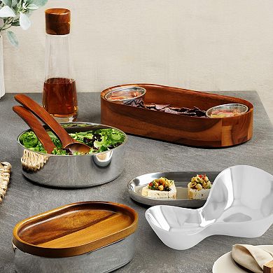 Nambe 15" Ribbon Serving Bowl Stylish, Durable Alloy with Unique Ribbon Shape, Oven-Safe and Large